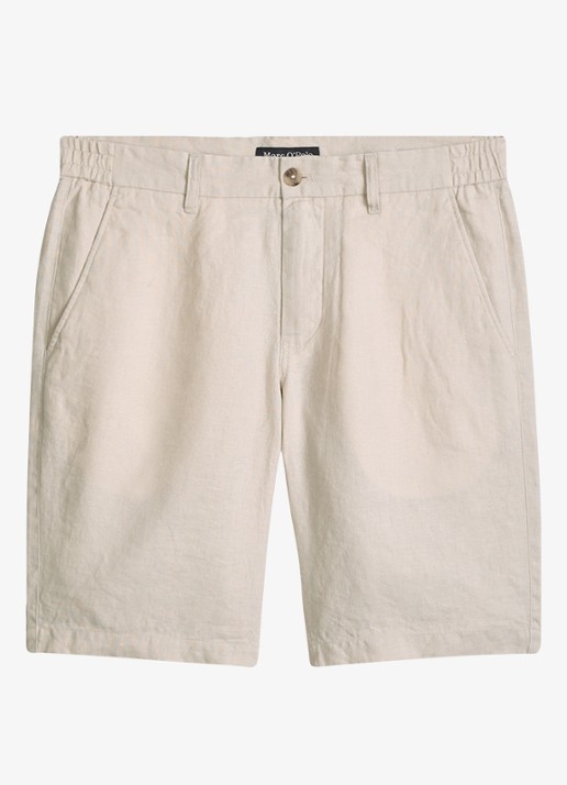 Marc O'Polo Straight fit korte broek van linnen - voorkant 4 grey silk-0924 / grijs