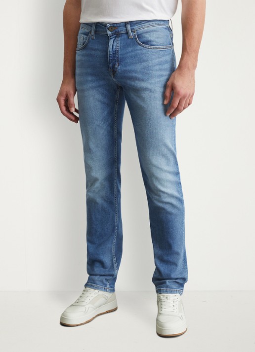 Marc O'Polo Straight leg jeans met donkere wassing - detail 4 deep indigo vintage-089 / blauw