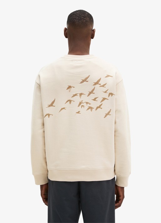 Marc O'Polo Sweater met front- en back print  - achterkant 3 beige