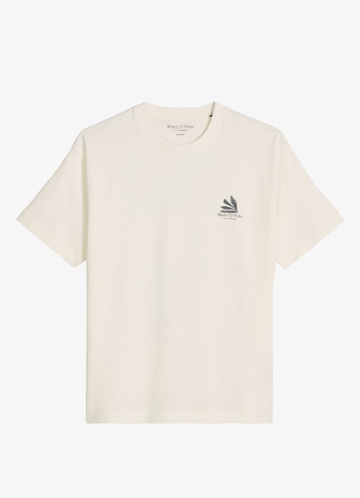 Marc O'Polo T-shirt met logo- en backprint - voorkant 3 silky white/1183