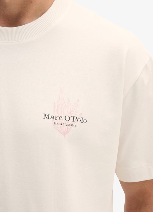 Marc O'Polo T-shirt met logo- en backprint - detail 5 gebroken wit