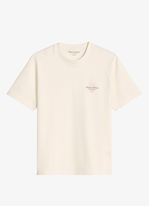 Marc O'Polo T-shirt met logo- en backprint - voorkant gebroken wit