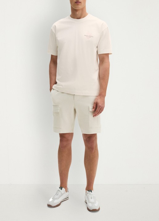 Marc O'Polo T-shirt met logo- en backprint - voorkant 2 gebroken wit