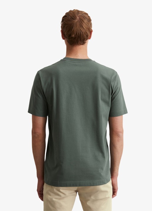 Marc O'Polo T-shirt met logo - achterkant olijfgroen