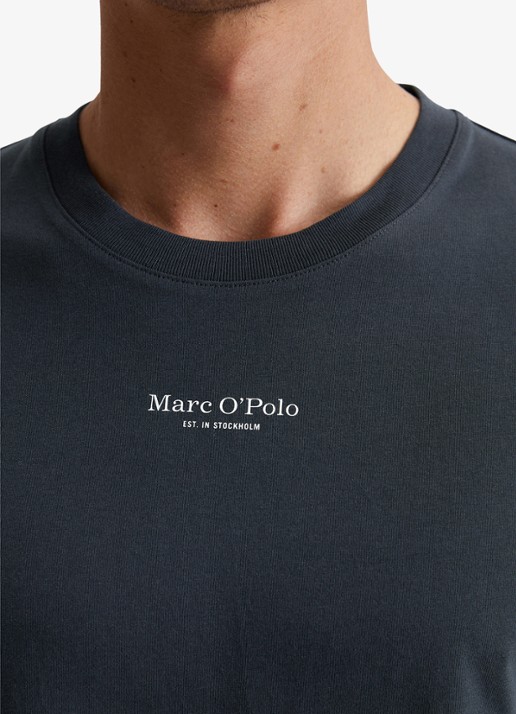 Marc O'Polo T-shirt met logo - detail 4 donkerblauw