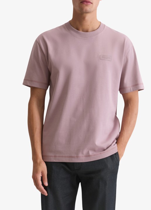 Marc O'Polo T-shirt met logo - detail 4 lichtroze