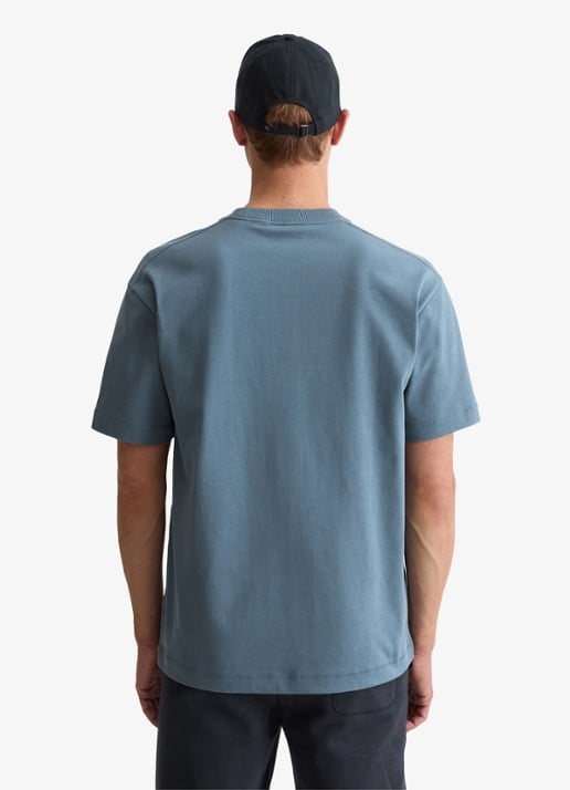 Marc O'Polo T-shirt met logo - achterkant 5 blauwgrijs