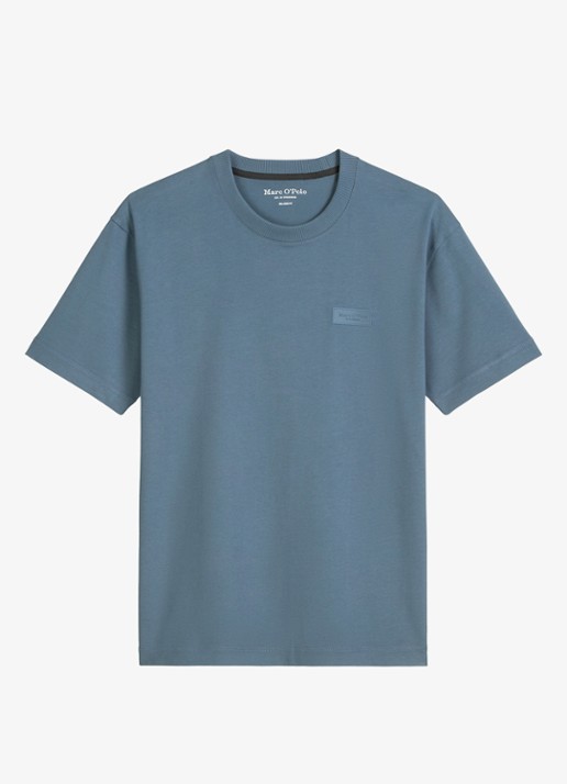 Marc O'Polo T-shirt met logo - voorkant blauwgrijs