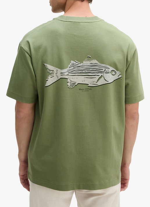 Marc O'Polo T-shirt met logo - achterkant 5 sage green-3253 / groen
