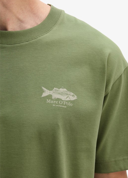 Marc O'Polo T-shirt met logo - detail 2 sage green-3253 / groen