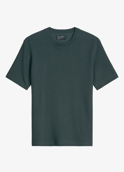 Marc O'Polo T-shirt met logo - voorkant 2 mangrove-0362 / groen