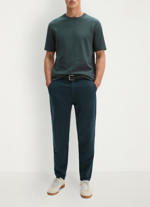 Marc O'Polo T-shirt met logo - voorkant 3 mangrove-0362 / groen