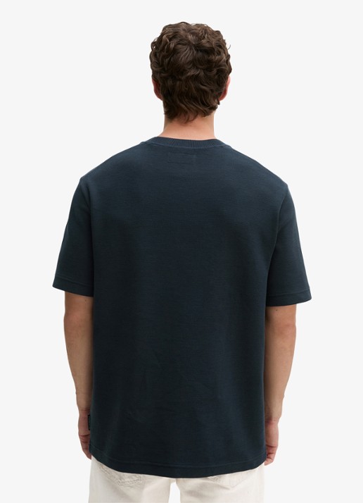 Marc O'Polo T-shirt met logo - achterkant 3 dark navy-4131 / blauw