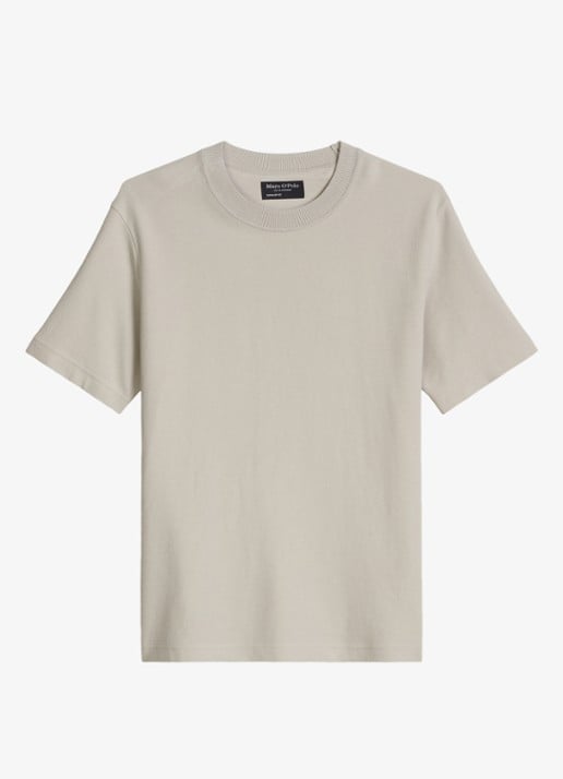 Marc O'Polo T-shirt met logo - voorkant 4 grey kit-0922 / grijs