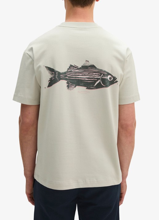 Marc O'Polo T-shirt met logo - achterkant grey kit-0922 / grijs