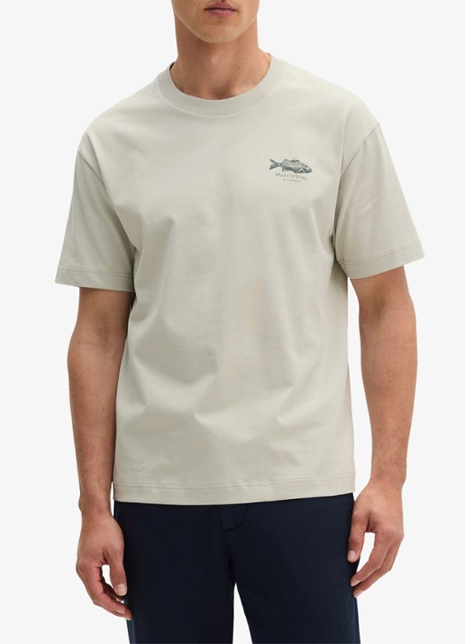 Marc O'Polo T-shirt met logo - detail 4 grey kit-0922 / grijs