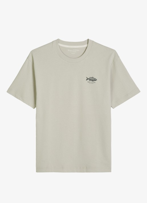 Marc O'Polo T-shirt met logo - voorkant 2 grey kit-0922 / grijs