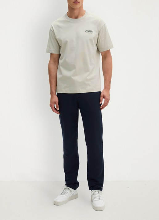 Marc O'Polo T-shirt met logo - voorkant 3 grey kit-0922 / grijs