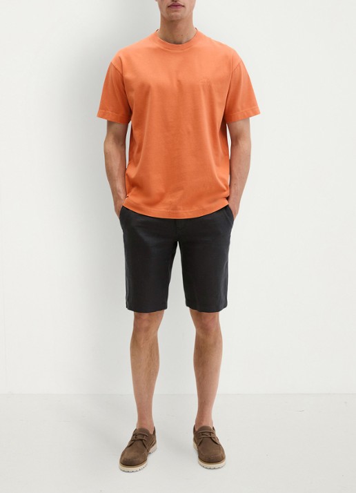 Marc O'Polo T-shirt met logoprint - voorkant 5 faded coral-1738 / bruin