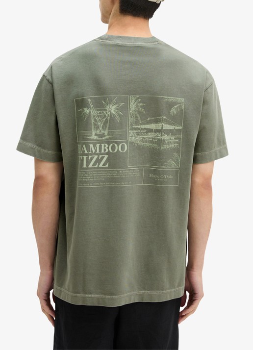 Marc O'Polo T-shirt met logoprint - achterkant 4 saddle gray-0387 / grijs