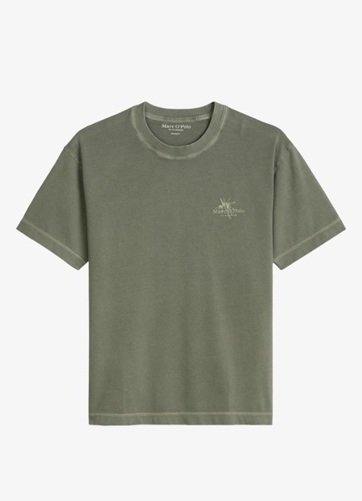 Marc O'Polo T-shirt met logoprint - voorkant saddle gray-0387 / grijs