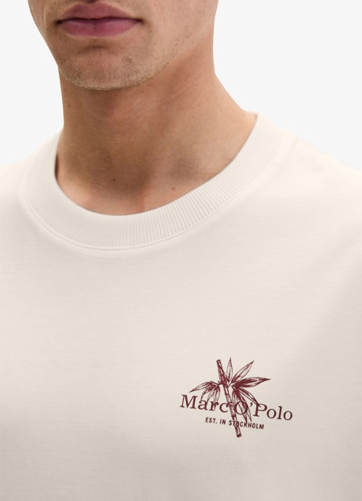 Marc O'Polo T-shirt met logoprint - detail 2 silky white-1183 / wit
