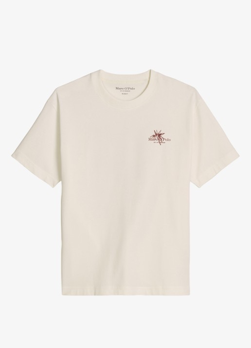 Marc O'Polo T-shirt met logoprint - voorkant 3 silky white-1183 / wit