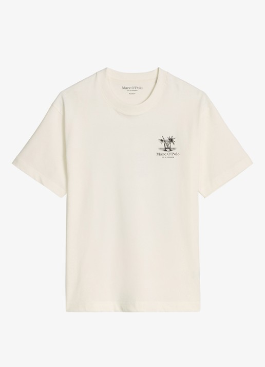 Marc O'Polo T-shirt met logoprint - voorkant 3 silky white-1183 / wit