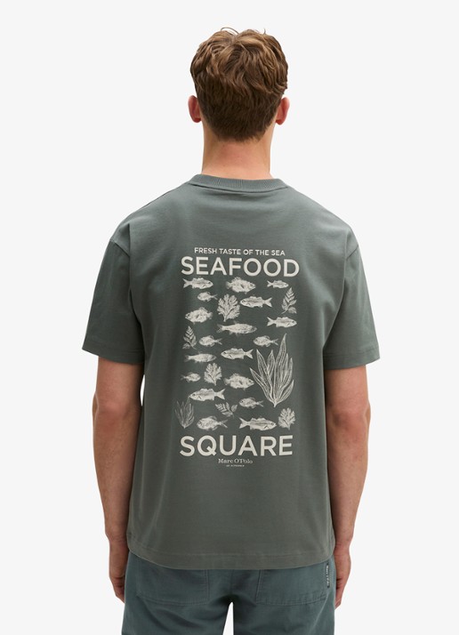 Marc O'Polo T-shirt met print - achterkant 5 mangrove-0362 / groen