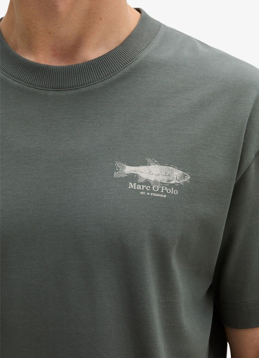 Marc O'Polo T-shirt met print - detail 4 mangrove-0362 / groen