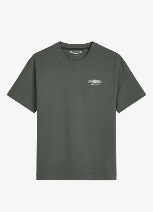 Marc O'Polo T-shirt met print - voorkant 4 mangrove-0362 / groen