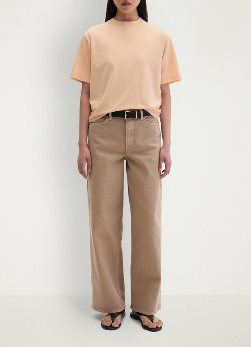Marc O'Polo T-shirt met ronde hals - voorkant 3 soft peach-9706 / roze
