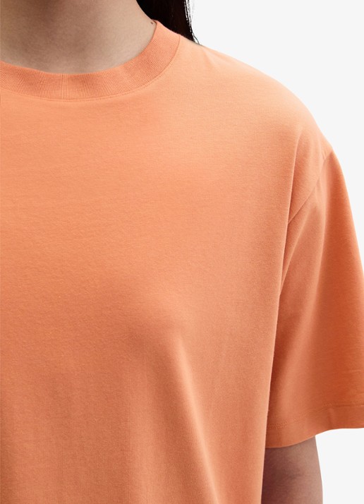 Marc O'Polo T-shirt met ronde hals - detail 3 warm orange-9326 / oranje