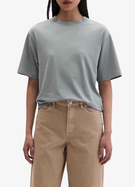 Marc O'Polo T-shirt met ronde hals - detail quiet sea-0639 / blauw