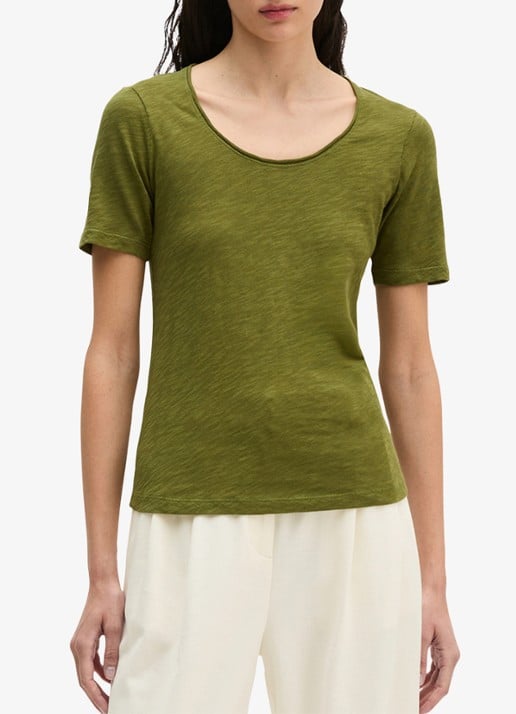 Marc O'Polo T-shirt met ronde hals - detail 4 shaded fern / groen