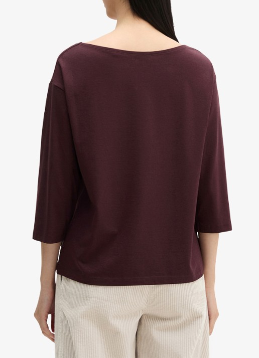 Marc O'Polo T-shirt met ronde hals - achterkant 5 kersenrood