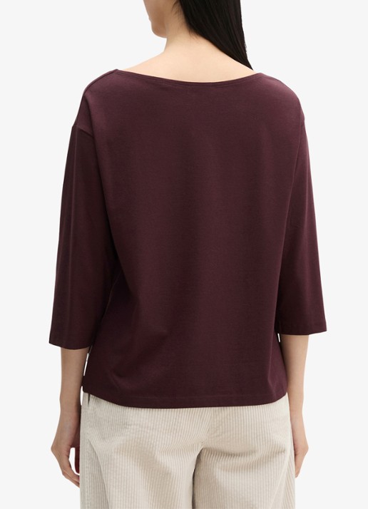 Marc O'Polo T-shirt met ronde hals - achterkant 3 kersenrood