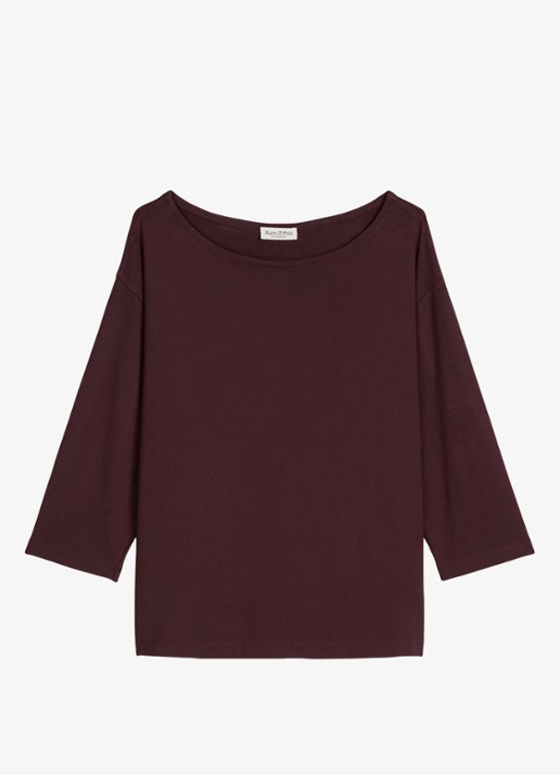Marc O'Polo T-shirt met ronde hals - voorkant kersenrood