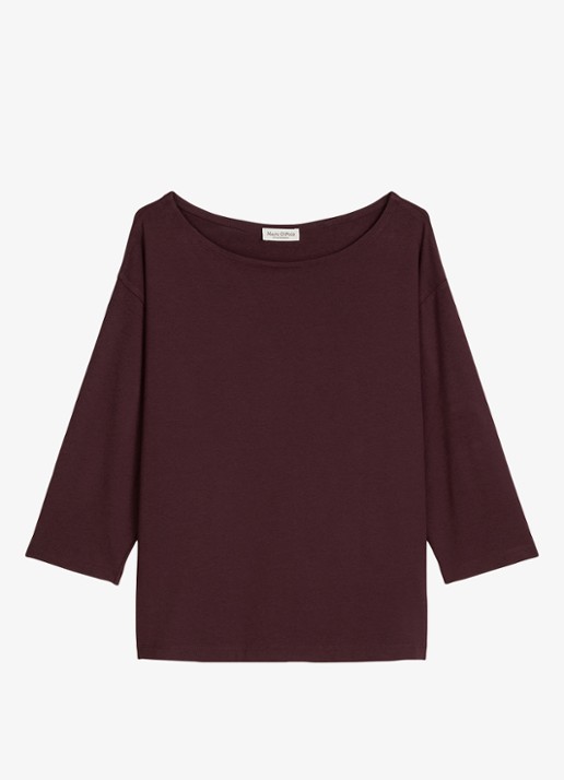 Marc O'Polo T-shirt met ronde hals - voorkant kersenrood