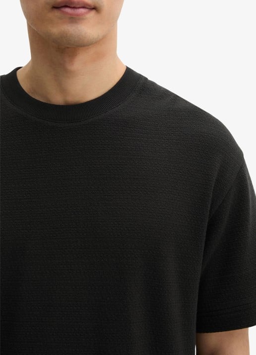Marc O'Polo T-shirt met ronde hals - detail 6 black-0001 / zwart
