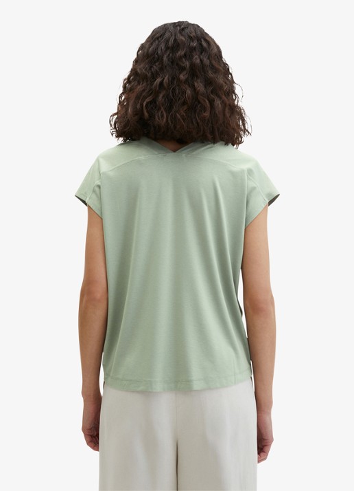 Marc O'Polo T-shirt met V-hals - achterkant 3 lindegroen