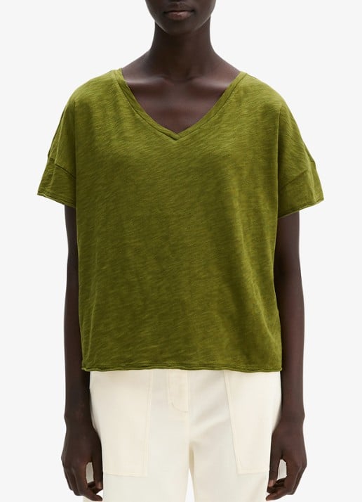 Marc O'Polo T-shirt met V-hals - detail 3 shaded fern / groen