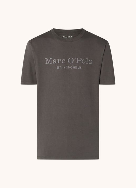 Marc O'Polo T-shirt van  katoen met logo - voorkant donkergrijs