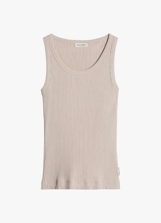 Marc O'Polo Tanktop met ribstructuur - voorkant 3 naturel