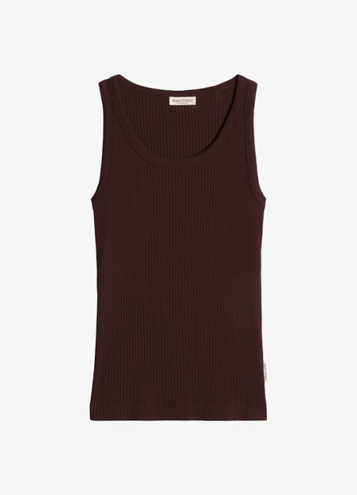 Marc O'Polo Tanktop met ribstructuur - voorkant 3 kersenrood