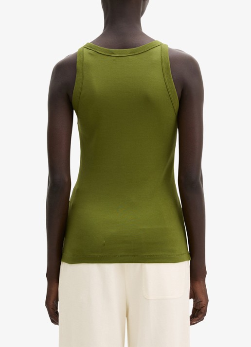 Marc O'Polo Tanktop van katoen met ronde hals - achterkant 3 shaded fern / groen