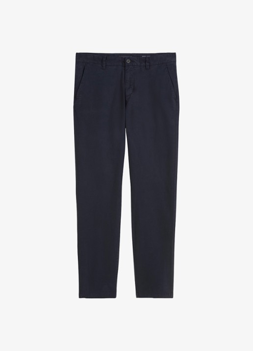 Marc O'Polo Tapered fit chino in katoenblend - voorkant 4 dark navy-4131 / blauw