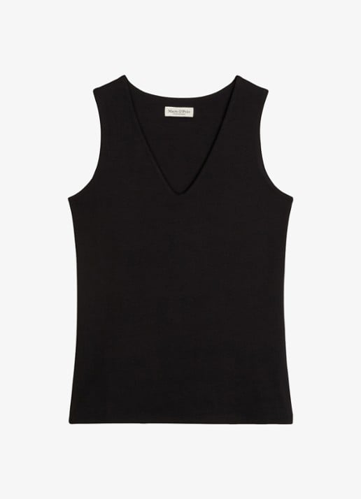 Marc O'Polo Top met V-hals - voorkant 3 black / zwart