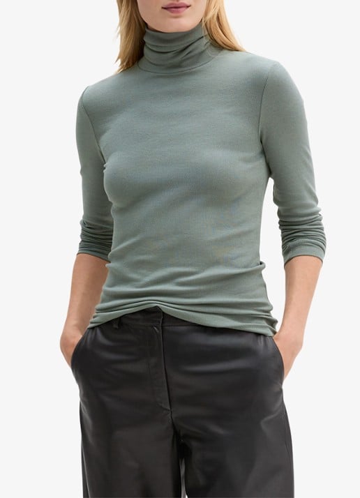 Marc O'Polo Top van jersey met col  - detail 2 blauwgrijs