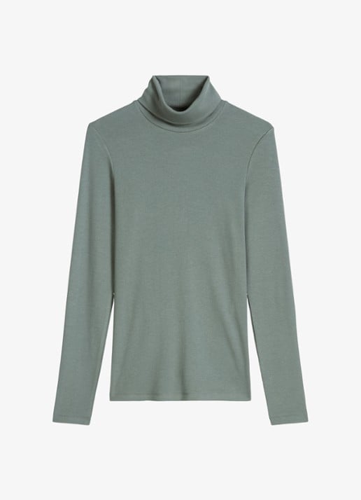 Marc O'Polo Top van jersey met col  - voorkant 4 blauwgrijs